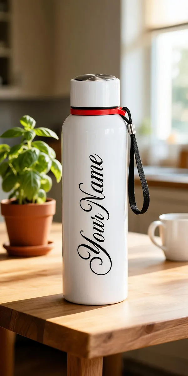 White_Printed_Personalised_Water_Bottle_With_Wrist_Strap