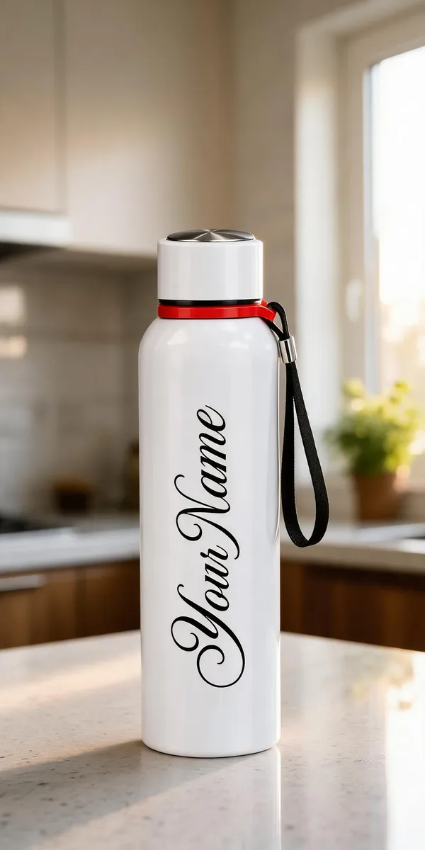 White_Printed_Personalised_Water_Bottle_With_Wrist_Strap