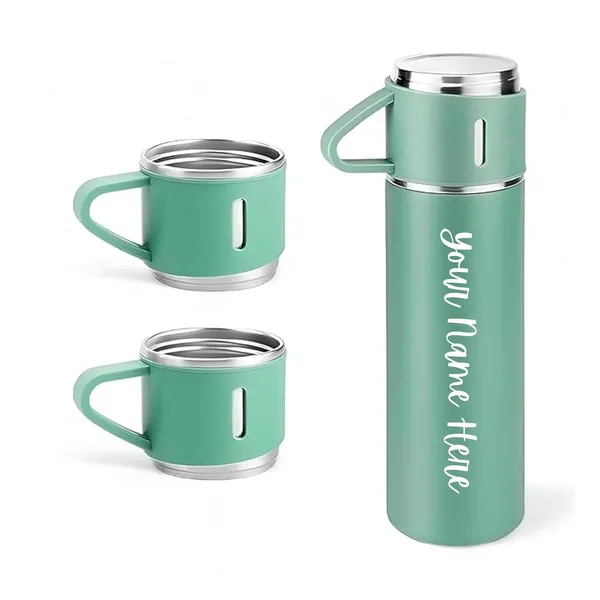 Stainless_Steel_Green_Personalised_Name_Bottle_And_Cup_Set_Pack_Of_3