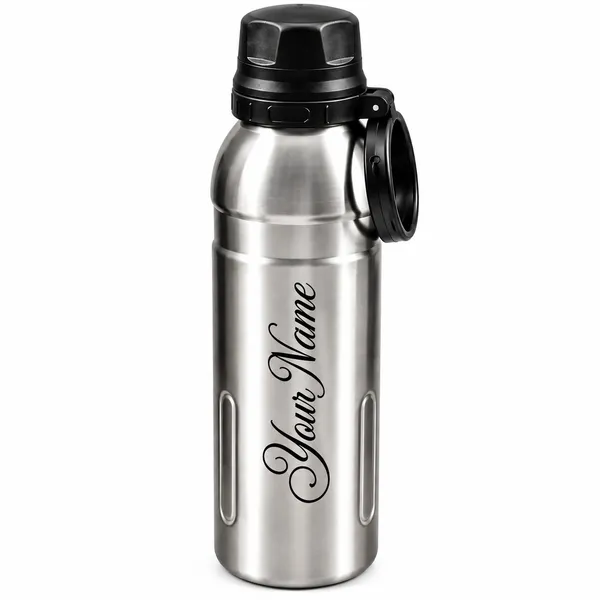 Stainless_Steel_Personalised_Water_Bottle_With_Black_Cap