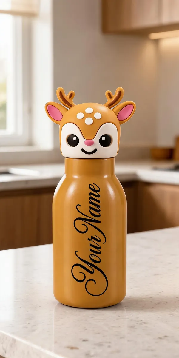 Brown_Deer_Character_Cap_Water_Bottle_For_Kids