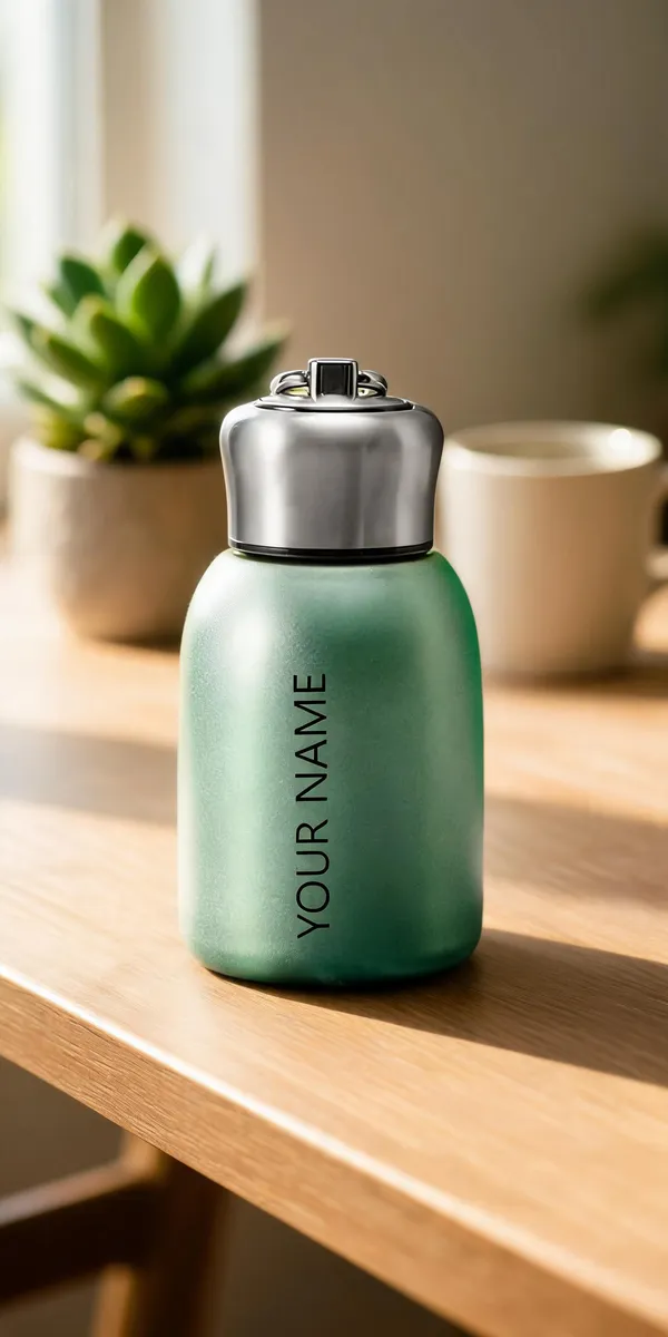 Green_Personalised_Water_Bottle_With_Silver_Cap