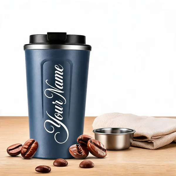 Blue_Personalised_Name_Script_Fitted_Lid_Coffee_Tumbler