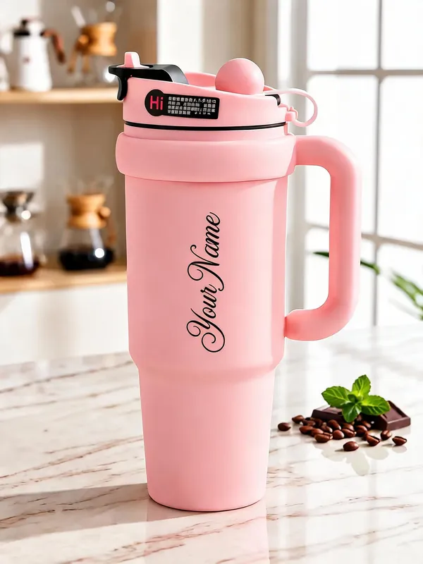Pink_Script_Print_Handled_Travel_Tumbler