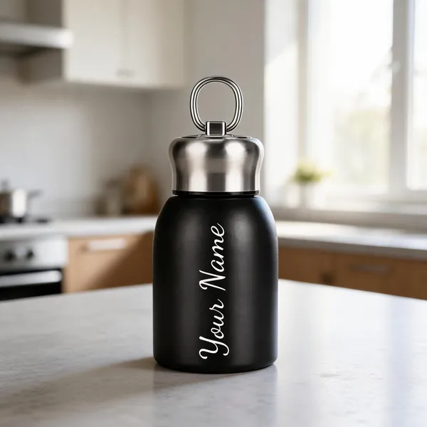 Stainless_Steel_Black_Personalised_Water_Bottle_With_Silver_Cap