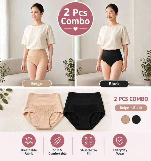 MARUTIEE_X_Women_Hipster_Beige,_Black_Panty_()