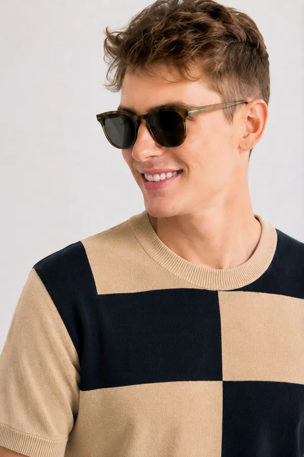 Grey_&_Beige_Pure_Cotton_Colorblock_Round_Neck_T-Shirt_For_Men