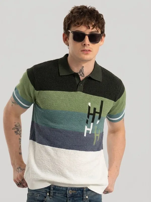 Multicolor_Pure_Cotton_Printed_Polo_Neck_T-Shirt_For_Men