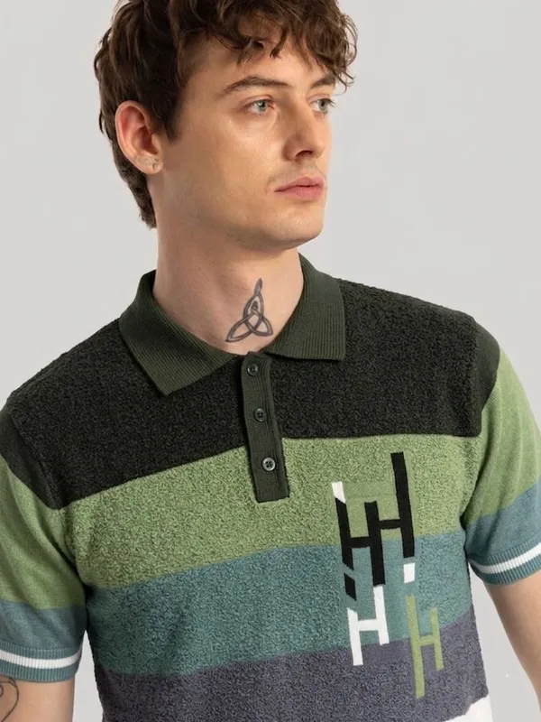 Multicolor_Pure_Cotton_Printed_Polo_Neck_T-Shirt_For_Men