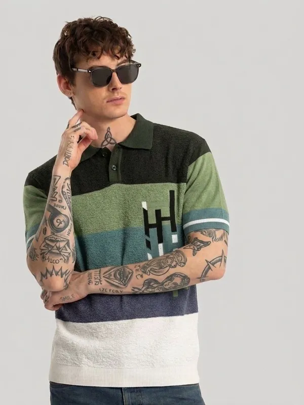 Multicolor_Pure_Cotton_Printed_Polo_Neck_T-Shirt_For_Men