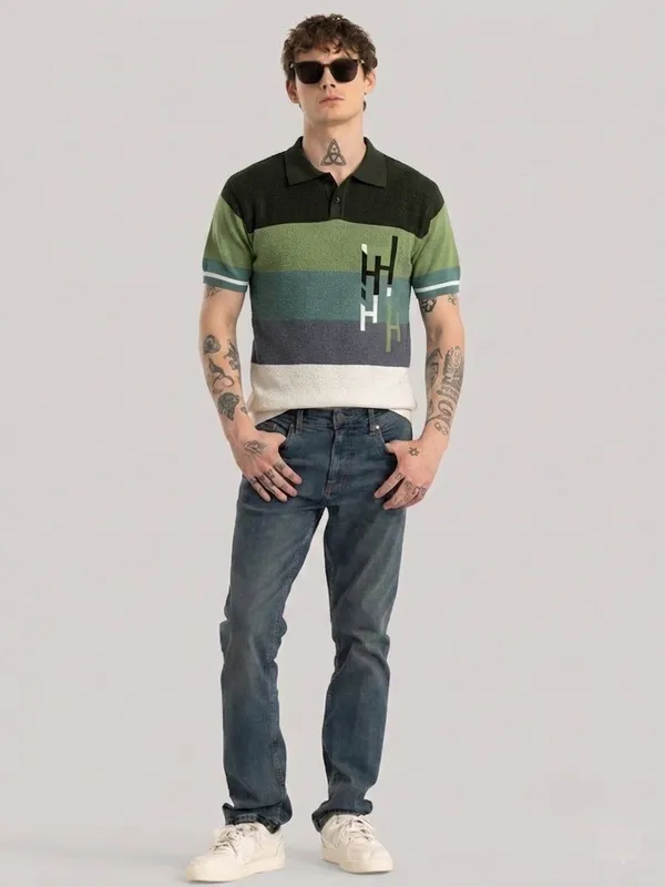 Multicolor_Pure_Cotton_Printed_Polo_Neck_T-Shirt_For_Men