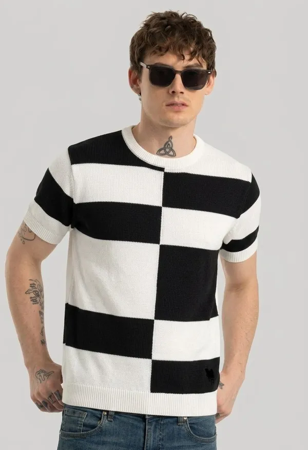 Multicolor_Pure_Cotton_Self_Design_Round_Neck_T-Shirt_For_Men