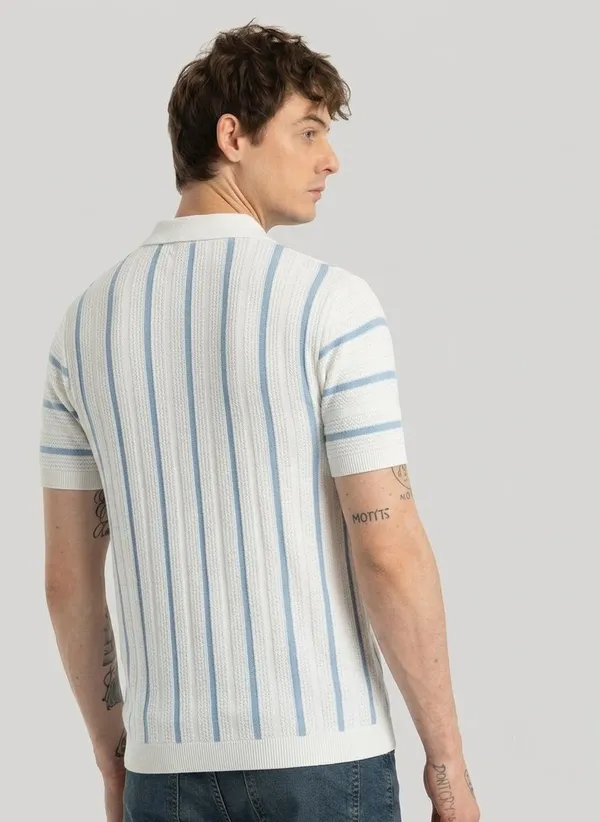 White_&_Light_Blue_Pure_Cotton_Striped_Polo_Neck_T-Shirt_For_Men