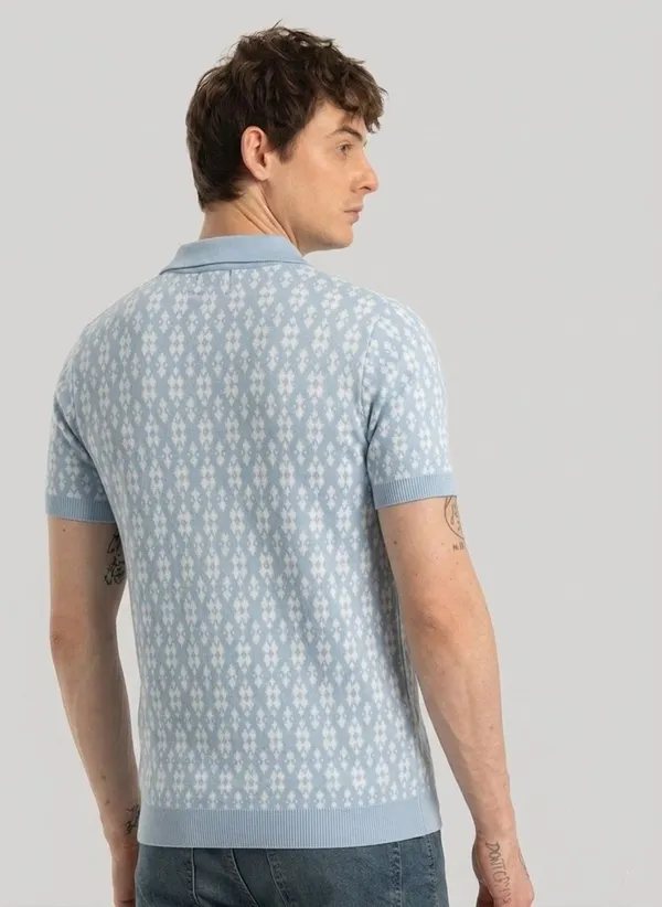 Light_Blue_&_White_Pure_Cotton_Geometric_Print_Zip_Neck_T-Shirt_For_Men
