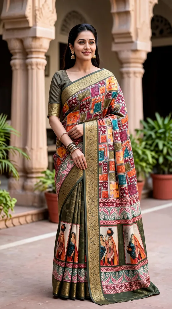 Multicolor_Polyester_Silk_Printed_Saree_For_Women