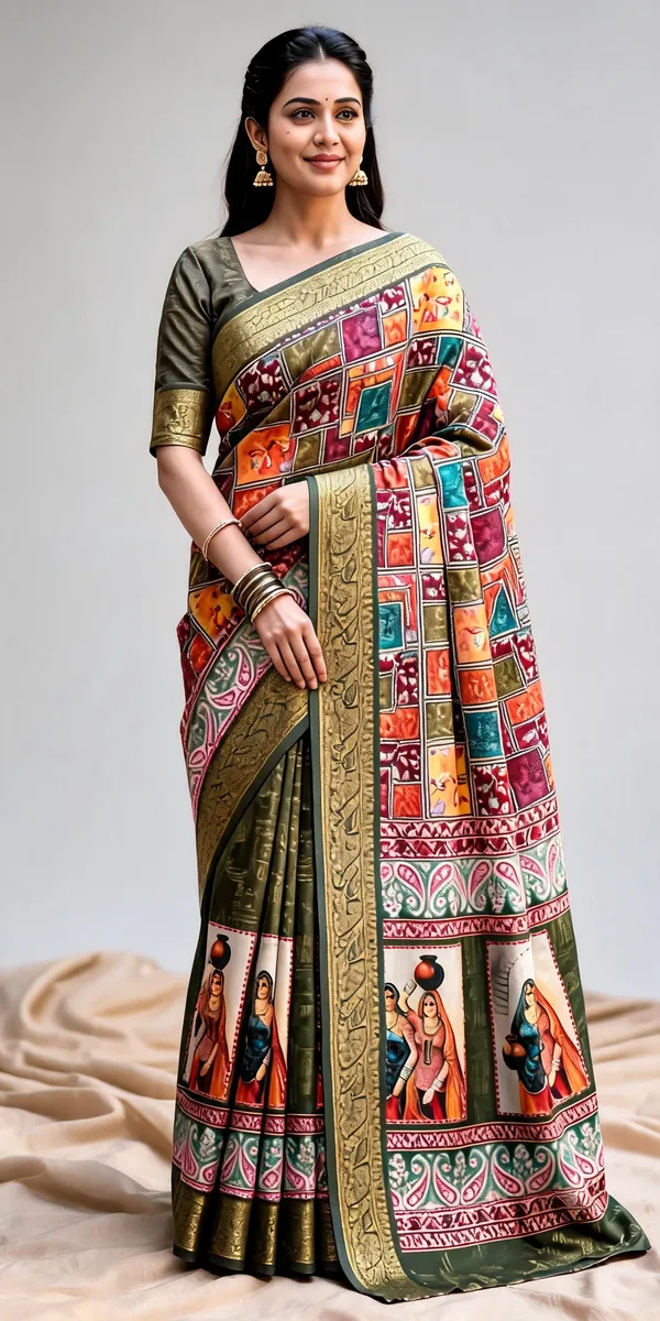 Multicolor_Polyester_Silk_Printed_Saree_For_Women