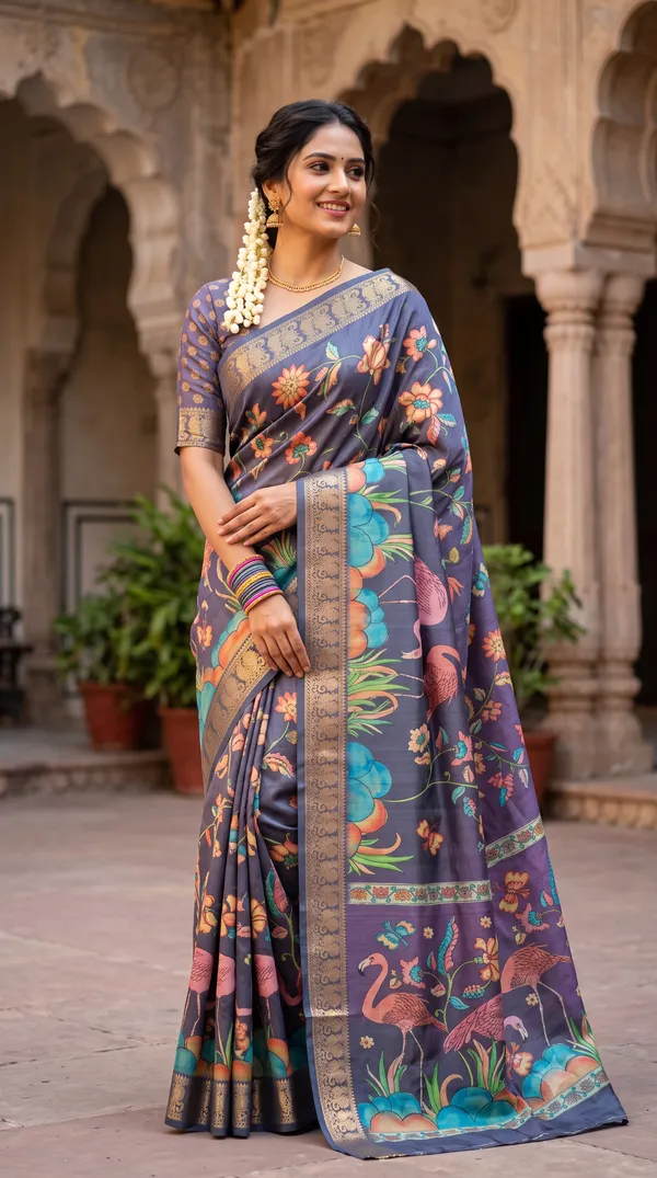 Purple_Polyester_Silk_Floral_Printed_Saree_For_Women