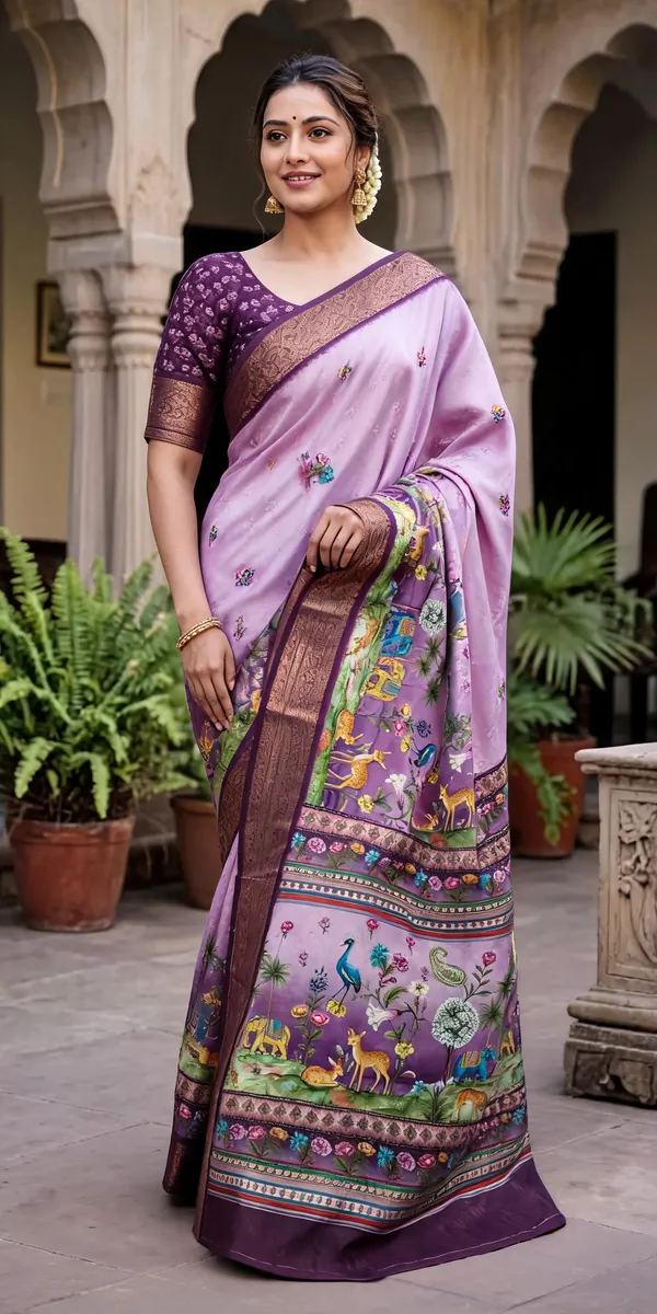 Lavender_Polyester_Silk_Floral_Printed_Saree_For_Women