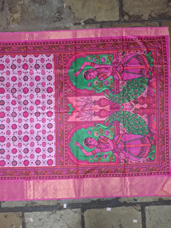 Pink_Polyester_Silk_Floral_Printed_Saree_For_Women