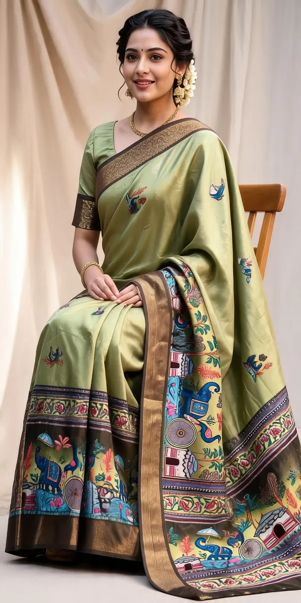 Olive_Polyester_Silk_Printed_Saree_For_Women