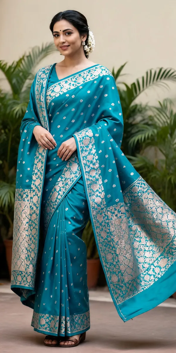 Blue_Zari_Woven_Floral_Motif_Saree_For_Women