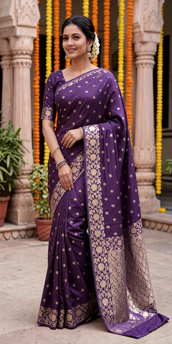 Purple_Poly_Banarasi_Silk_Woven_Brocade_Saree_For_Women