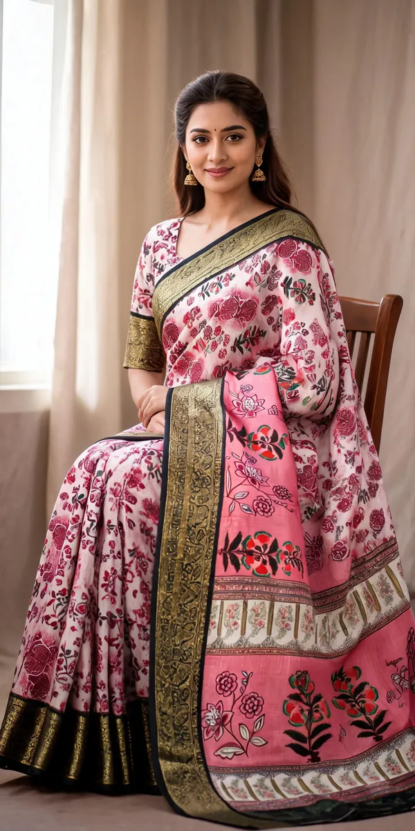 Pink_Polyester_Silk_Floral_Printed_Saree_For_Women
