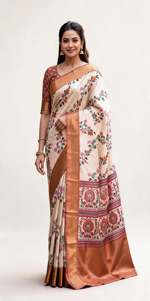 Cream_Polyester_Silk_Floral_Print_Saree_For_Women