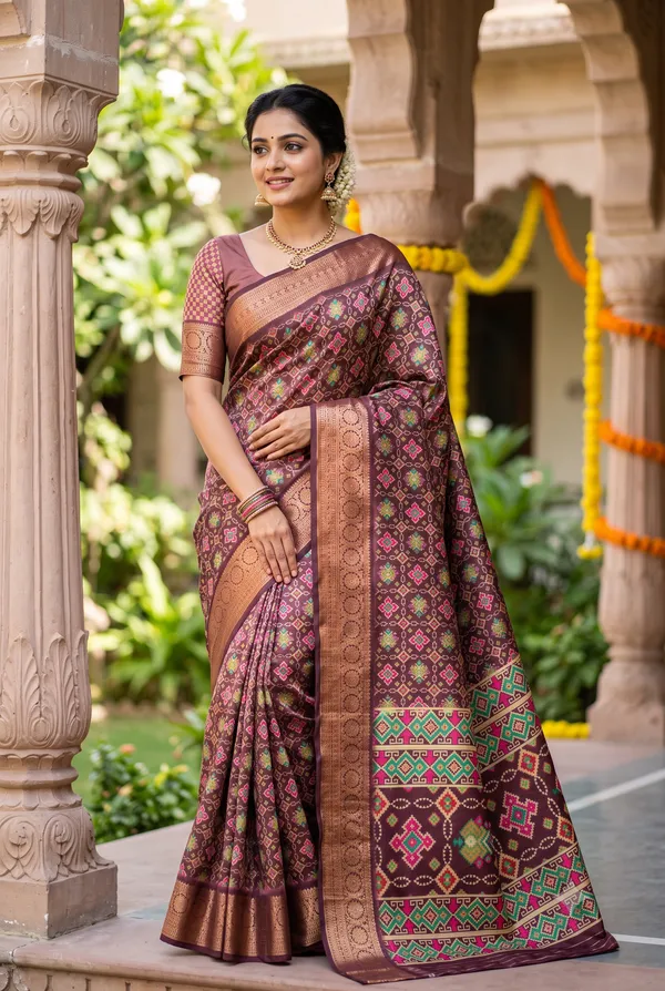 Brown_Polyester_Silk_Geometric_Printed_Saree_For_Women