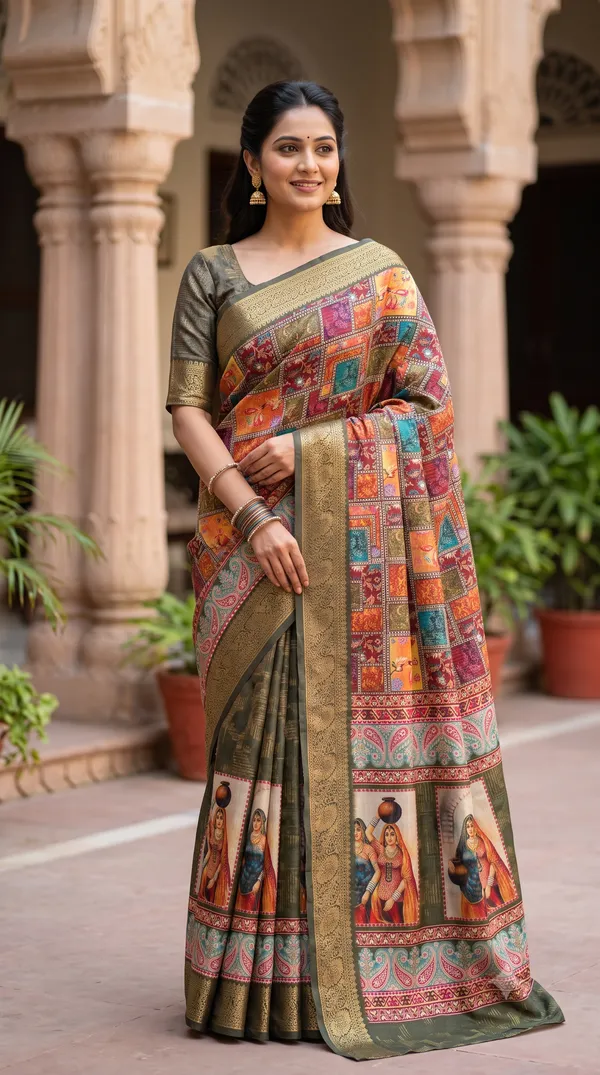 Multicolor_Polyester_Silk_Printed_Saree_For_Women