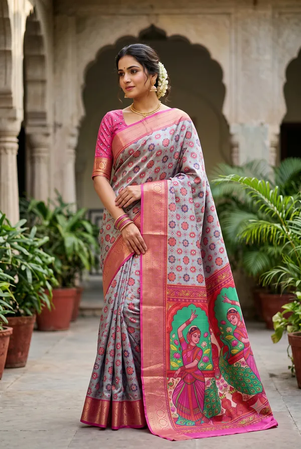 Pink_Polyester_Silk_Printed_Ethnic_Saree_For_Women