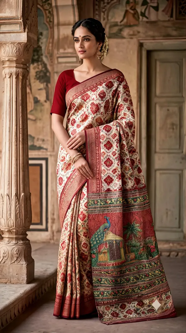 Multicolour_Poly_Cotton_Floral_Printed_Traditional_Saree_For_Women