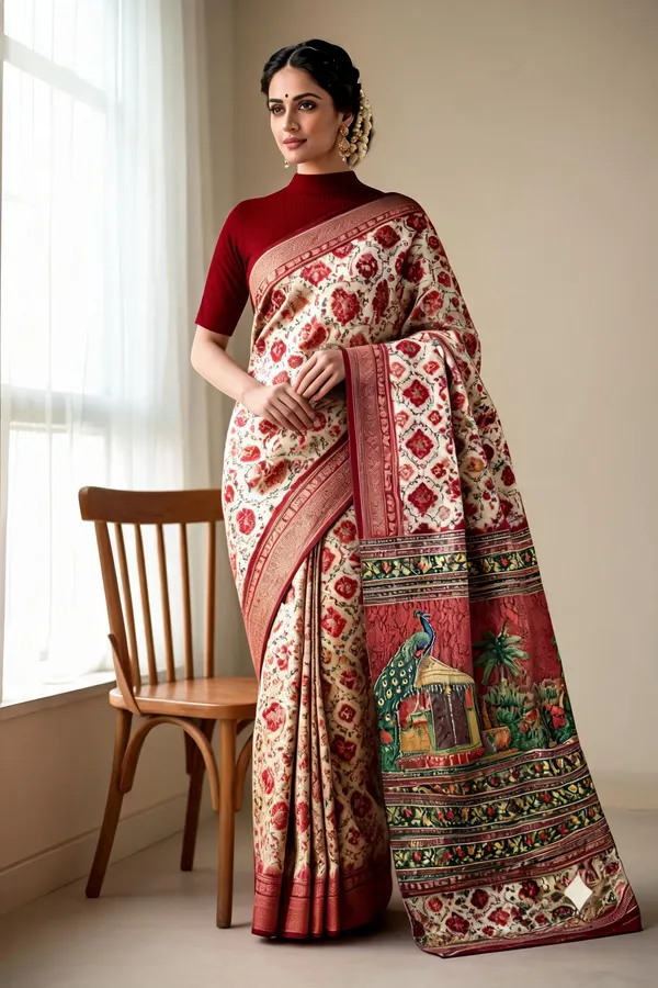 Multicolour_Poly_Cotton_Floral_Printed_Traditional_Saree_For_Women