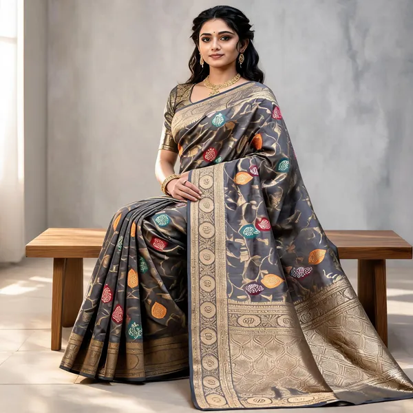 Grey_Poly_Cotton_Floral_Printed_Saree_For_Women