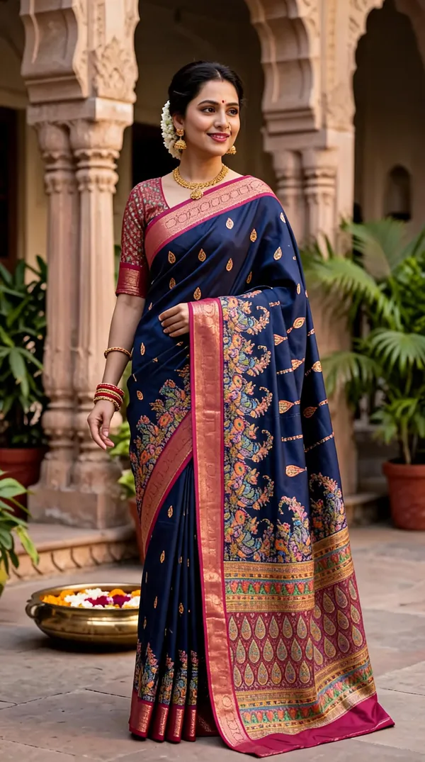 Navy_Polyester_Silk_Paisley_Woven_Saree_For_Women