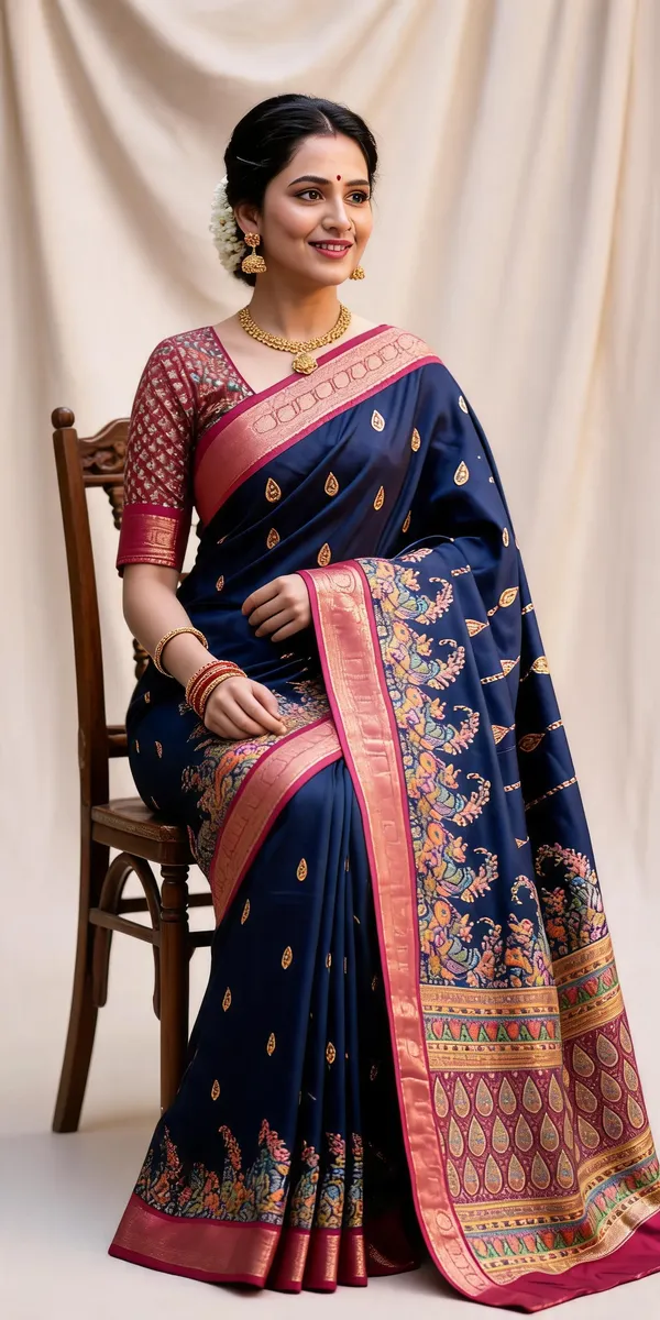 Navy_Polyester_Silk_Paisley_Woven_Saree_For_Women