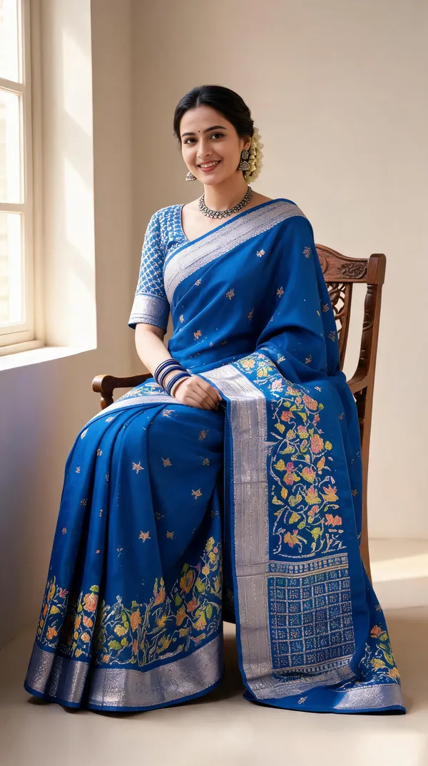 Blue_Polyester_Silk_Woven_Multicolour_Floral_Saree_For_Women