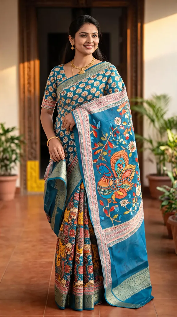 Blue_Polyester_Silk_Floral_Digital_Printed_Saree_For_Women