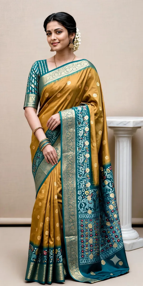 Mustard_Polyester_Silk_Brocade_Woven_Saree_For_Women