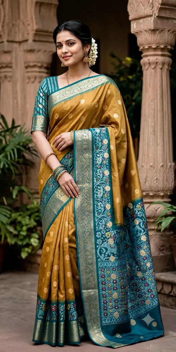 Mustard_Polyester_Silk_Brocade_Woven_Saree_For_Women