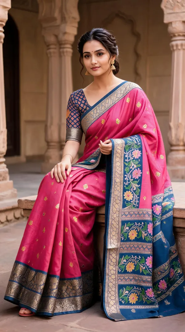 Pink_Polyester_Silk_Woven_Floral_Saree_For_Women