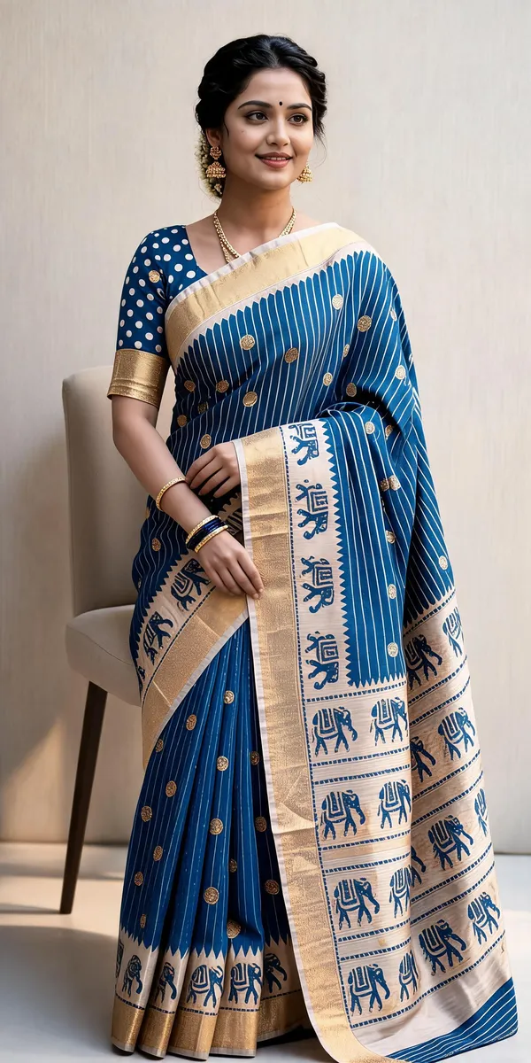 Blue_Polyester_Silk_Printed_Elephant_Motif_Saree_For_Women