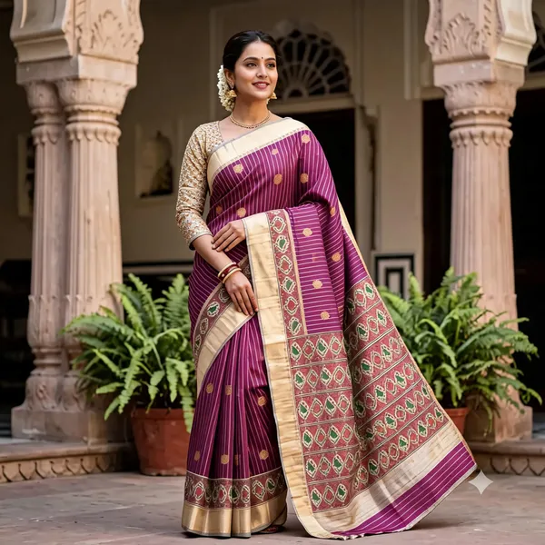 Purple_Polyester_Silk_Woven_Striped_Motif_Saree_For_Women