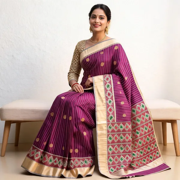 Purple_Polyester_Silk_Woven_Striped_Motif_Saree_For_Women