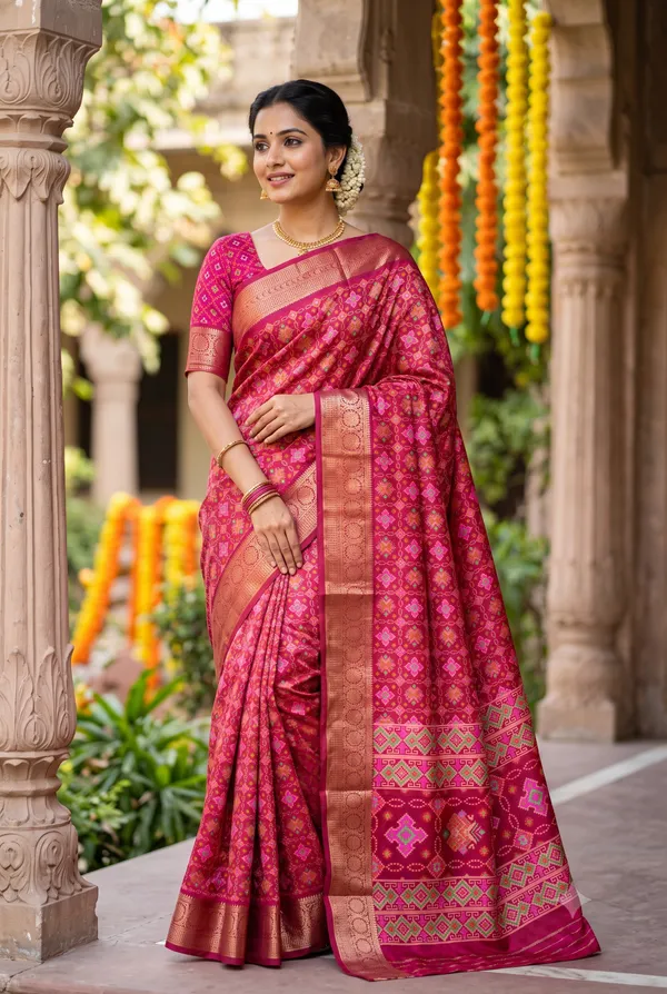 Pink_Polyester_Silk_Geometric_Woven_Saree_For_Women