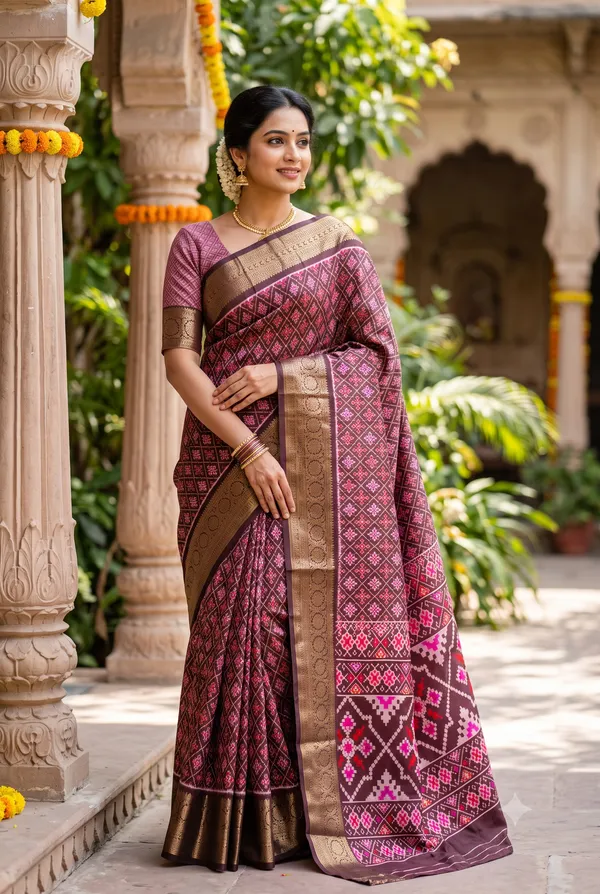 Maroon_Polyester_Silk_Woven_Geometric_Saree_For_Women