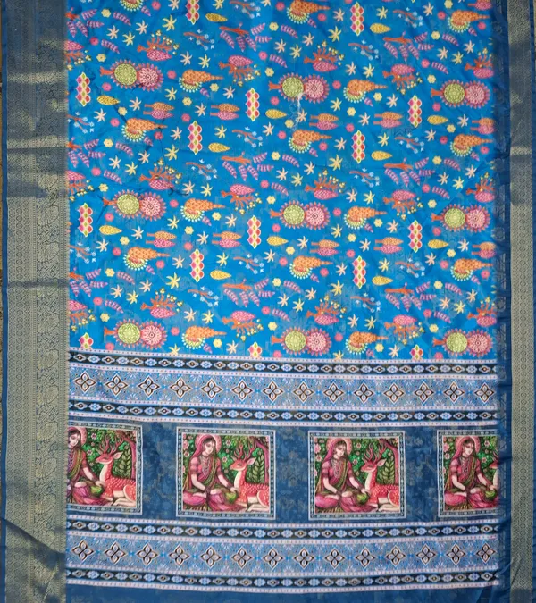Blue_Polyester_Silk_Floral_Printed_Saree_For_Women