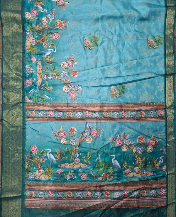 Teal_Polyester_Silk_Floral_Print_Saree_For_Women