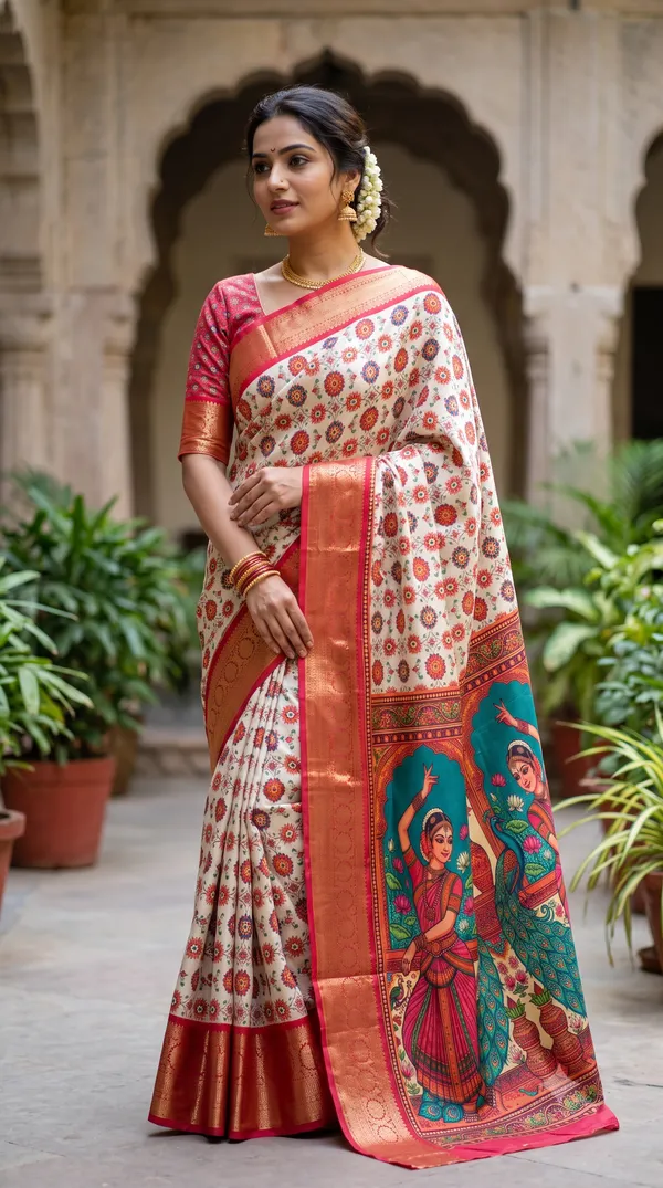 Cream_Polyester_Silk_Floral_Printed_Saree_For_Women