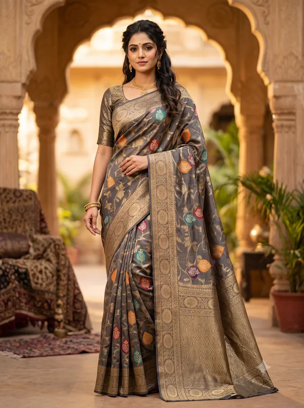 Grey_Poly_Cotton_Floral_Printed_Saree_For_Women